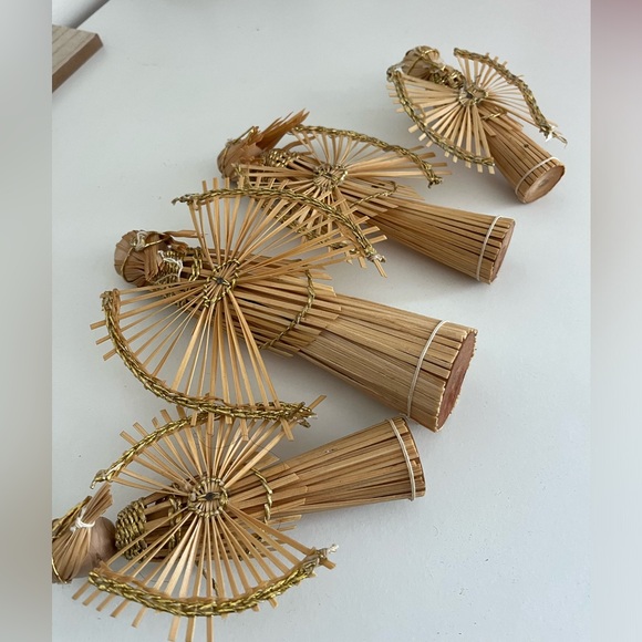 Vintage 4PC wicker angel Christmas holiday ornaments - Picture 4 of 4